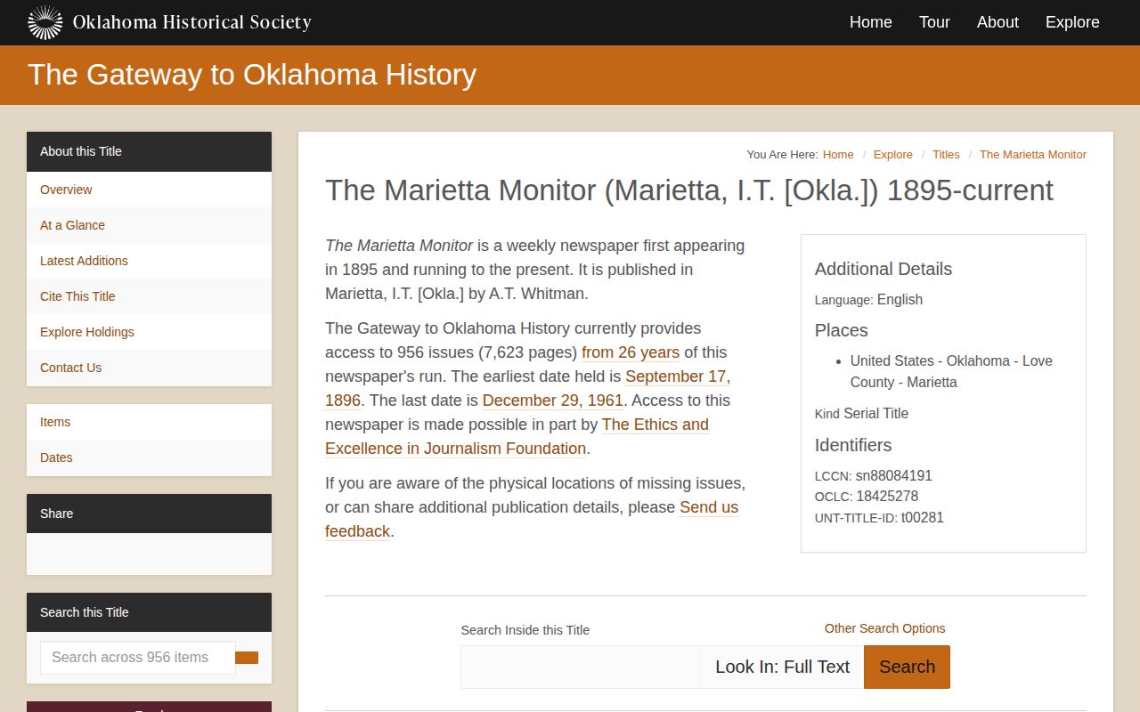 Love County historical crime news and booking-record archive source