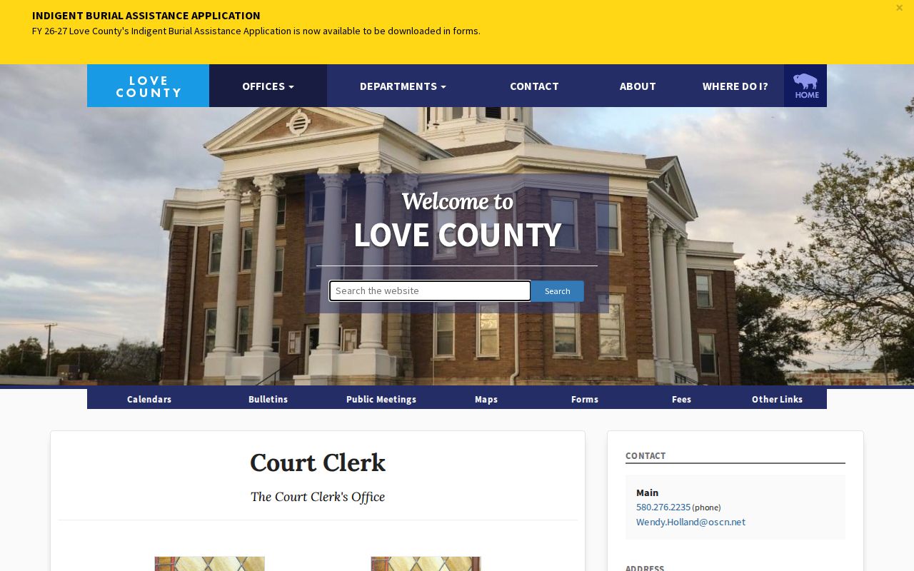 Love County Court Clerk official court record source